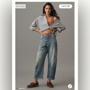 New Pilcro The Arin Mid-Rise Button-Front Barrel Pant size 25 Anthropologie